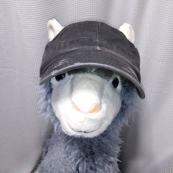 Gray Distressed Cotton Newsboy CAP Hat for Girls Women w Pigtails Red Stitching - Picture 5 of 12